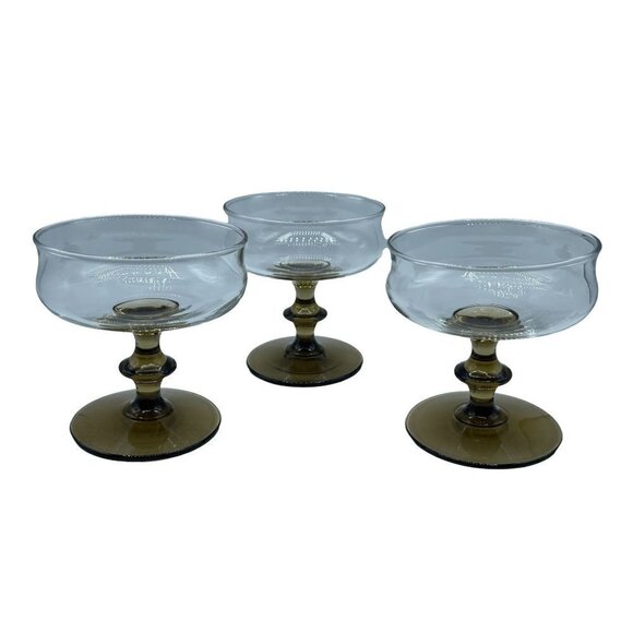 Libbey Other - VTG Set of Three Libbey Tulip Champagne Dessert Parfait Amber Glasses MCM